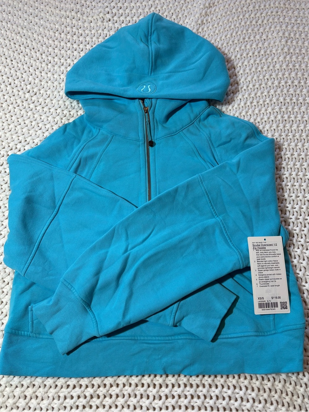 lululemon scuba oversized half zip hoodie in electric turquoise